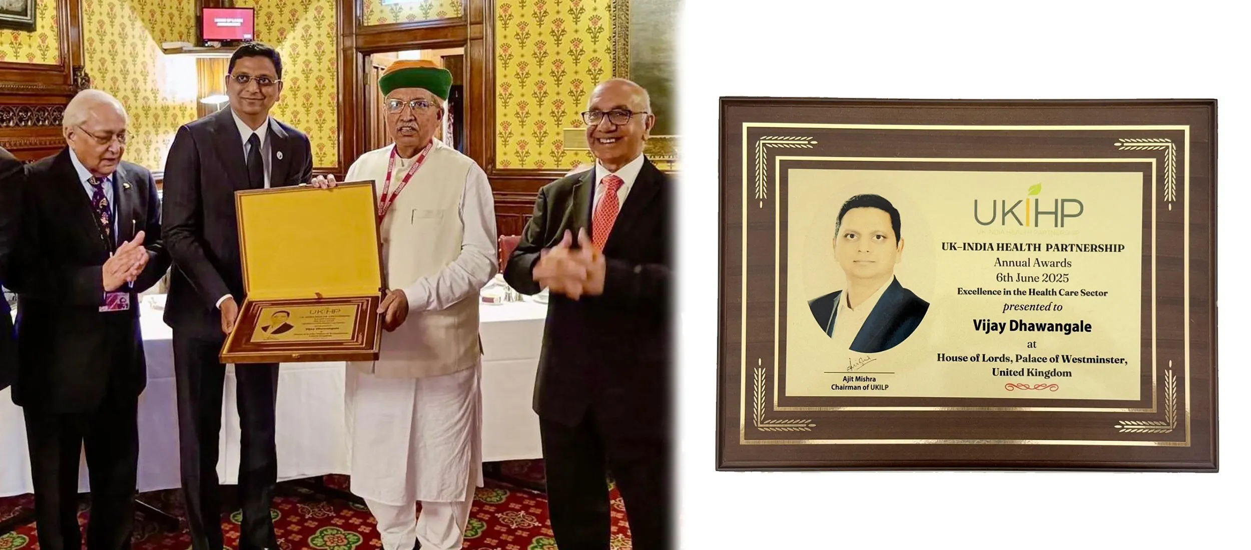 Vijay Dhawangale Honoured with Excellence in Healthcare Award at UK-India Health Partnership Awards 2025
